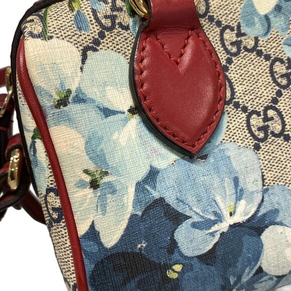 Auth GUCCI GG Blooms 432123 Navy Red Multi PVC Leather Handbag - Picture 9 of 15